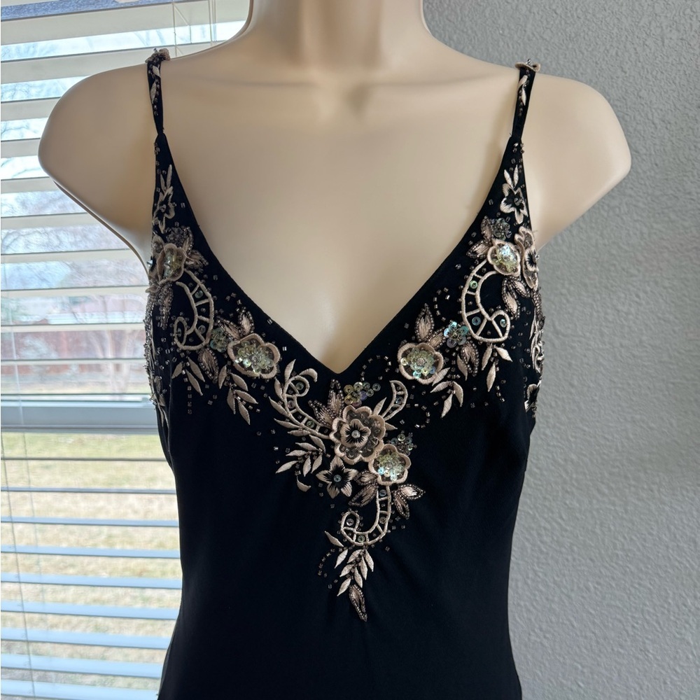 NWT Vintage Cache 90's Y2K Silk Beaded Gown Dress Size 6 - Picture 3 of 10